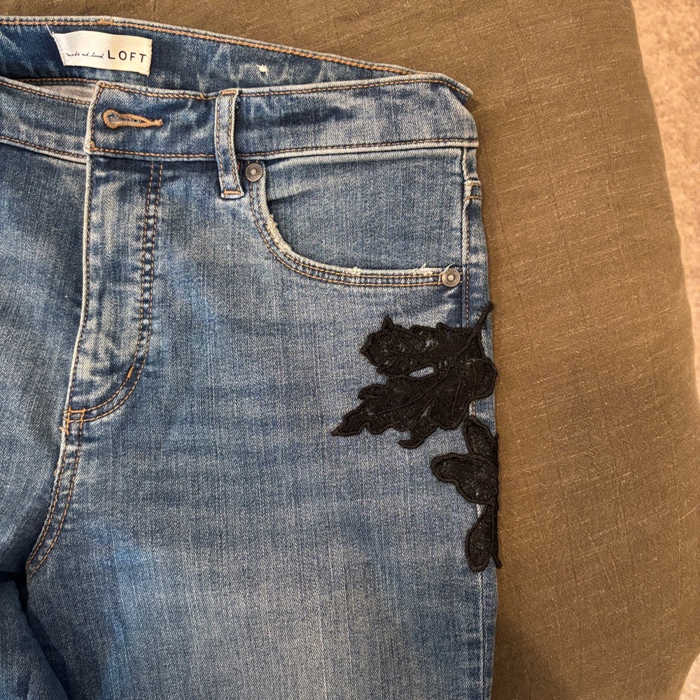 Skinny Jean with Black Embroidered Detailing